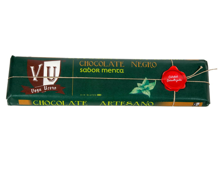 Chocolate Negro artesanos con menta. Lingote de 300 grs