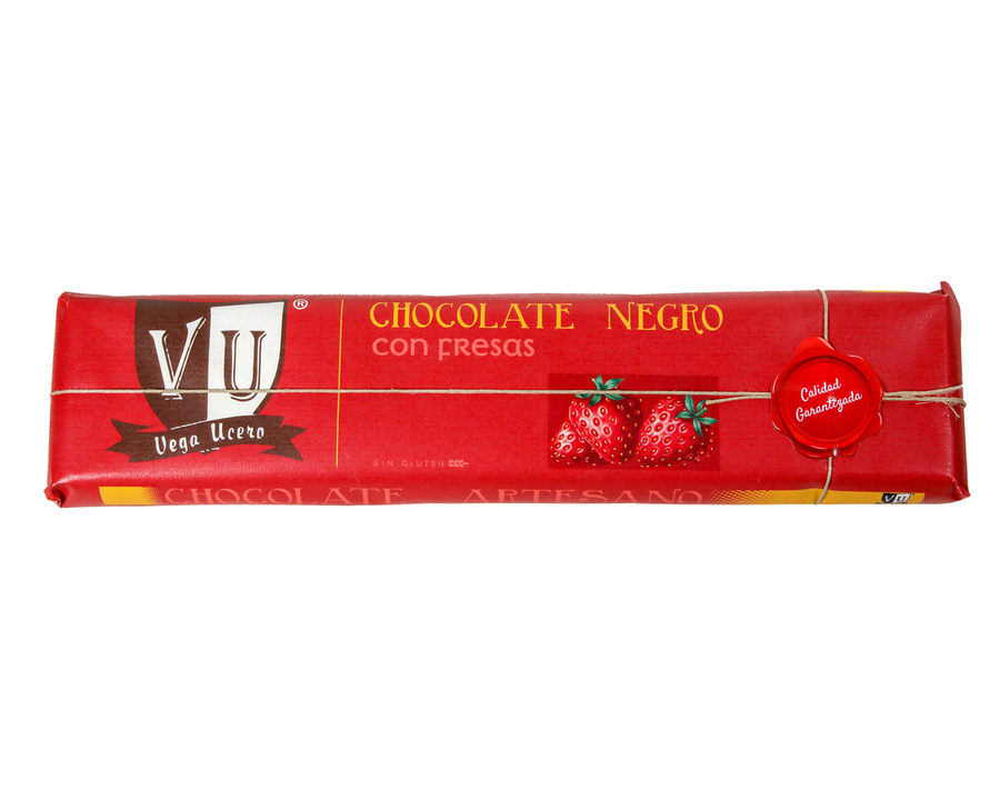 Chocolate Negro con fresas Lingote 300 grs